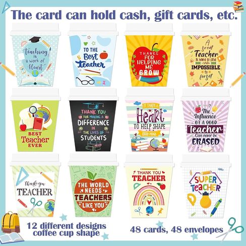 48 Set Teacher Appreciation Gift Card Holder Employee Appreciation Cards Holder Graduation Coffee Cup Thank You Gift End of Year Gifts for Teacher in Saudi Arabia