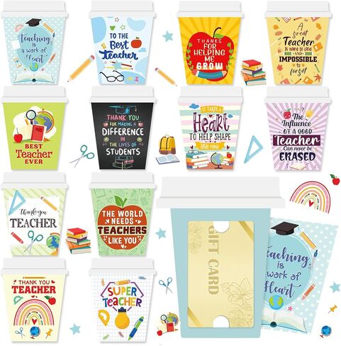 48 Set Teacher Appreciation Gift Card Holder Employee Appreciation Cards Holder Graduation Coffee Cup Thank You Gift End of Year Gifts for Teacher in Saudi Arabia
