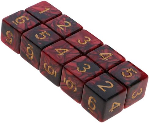 20 قطعة من الزهر متعدد السطوح مجموعة D6 DICE 16MM أكريليك 6 من جانب النرد النرد DICE للأبراج المحصنة و Dragons RPG MTG DND DICE TABLE GAMES (الأرجواني الأسود والأحمر الأسود) in Kuwait