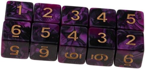 20 قطعة من الزهر متعدد السطوح مجموعة D6 DICE 16MM أكريليك 6 من جانب النرد النرد DICE للأبراج المحصنة و Dragons RPG MTG DND DICE TABLE GAMES (الأرجواني الأسود والأحمر الأسود) in Kuwait
