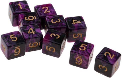 20 قطعة من الزهر متعدد السطوح مجموعة D6 DICE 16MM أكريليك 6 من جانب النرد النرد DICE للأبراج المحصنة و Dragons RPG MTG DND DICE TABLE GAMES (الأرجواني الأسود والأحمر الأسود) in Kuwait