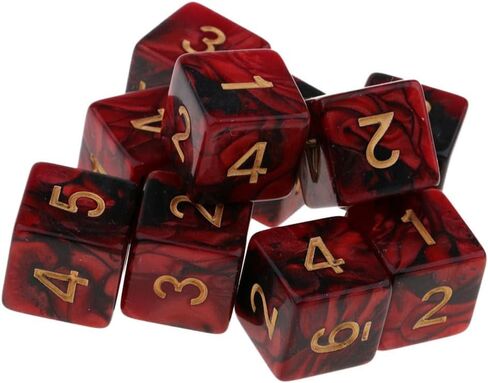 20 قطعة من الزهر متعدد السطوح مجموعة D6 DICE 16MM أكريليك 6 من جانب النرد النرد DICE للأبراج المحصنة و Dragons RPG MTG DND DICE TABLE GAMES (الأرجواني الأسود والأحمر الأسود) in Kuwait