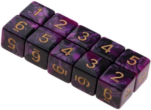20 قطعة من الزهر متعدد السطوح مجموعة D6 DICE 16MM أكريليك 6 من جانب النرد النرد DICE للأبراج المحصنة و Dragons RPG MTG DND DICE TABLE GAMES (الأرجواني الأسود والأحمر الأسود) in Kuwait