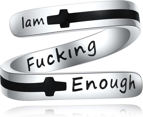 URONE Faith Cross Rings Adjustable Sterling Silver Faith Over Fear Cross Rings Christian Religious Jewelry Gifts For Women Men in Kuwait