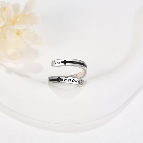 URONE Faith Cross Rings Adjustable Sterling Silver Faith Over Fear Cross Rings Christian Religious Jewelry Gifts For Women Men in Kuwait