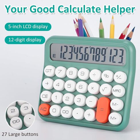 Basic Standard Calculator, Large 5-Inch LCD Display, 12 Digit, Big Button, Mechanical Switch Calculator for School Home Office Supplies and Desk Accessories, Automatic Sleep, Pink Calculator in Kuwait