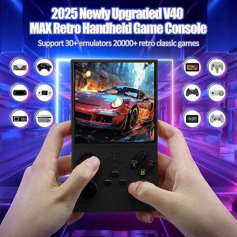 2025Newly Upgraded V40 MAX Retro Handheld Game Console with 256G Built-in 20000+ Classic Games, 4.0 Inch 4K HD IPS Screen Open Source Linux System, 4000mAh Battery, Portable Pocket Video Game Console in Kuwait