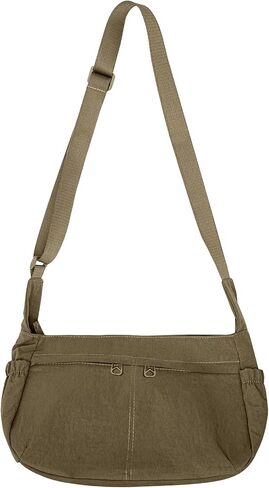 Canvas Hobo Bags for Women, Casual Crossbody Durable Small Shoulder Crescent Messenger Bag with Multiple Pockets Adjustable Strap (Black) in Saudi Arabia
