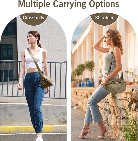 Canvas Hobo Bags for Women, Casual Crossbody Durable Small Shoulder Crescent Messenger Bag with Multiple Pockets Adjustable Strap (Black) in Saudi Arabia