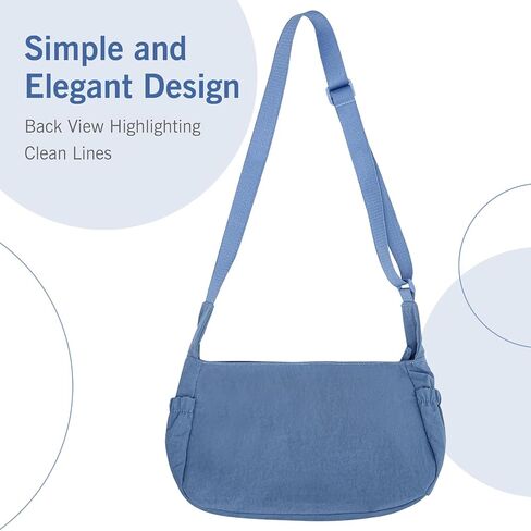 حقائب هوبو من القماش للنساء، حقيبة كتف صغيرة متينة كاجوال على شكل هلال مع جيوب متعددة وحزام قابل للتعديل (أسود) in Kuwait
