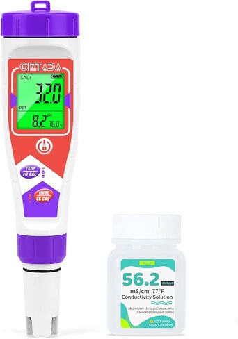 Digital Salinity Tester for Salt Water - Aquarium Salinity Meter with ATC, IP67 Waterproof, 0-200 PPT Large Range Multi-Parameter Tester for Seawater, Fish Tank, Hydroponics in Saudi Arabia