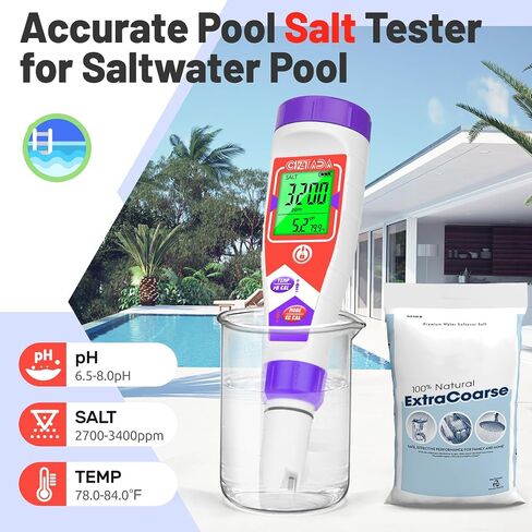 Digital Salinity Tester for Salt Water - Aquarium Salinity Meter with ATC, IP67 Waterproof, 0-200 PPT Large Range Multi-Parameter Tester for Seawater, Fish Tank, Hydroponics in Saudi Arabia