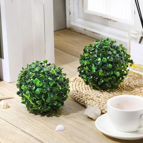 Hotop 4 Pcs 15.7 Inch Artificial Plant Topiary Ball 4 Layers Garden Spheres Boxwood Balls Artificial Topiaries Spheres Decorative Balls for Backyard, Balcony, Garden, Wedding and Indoor Outdoor Decor in Kuwait