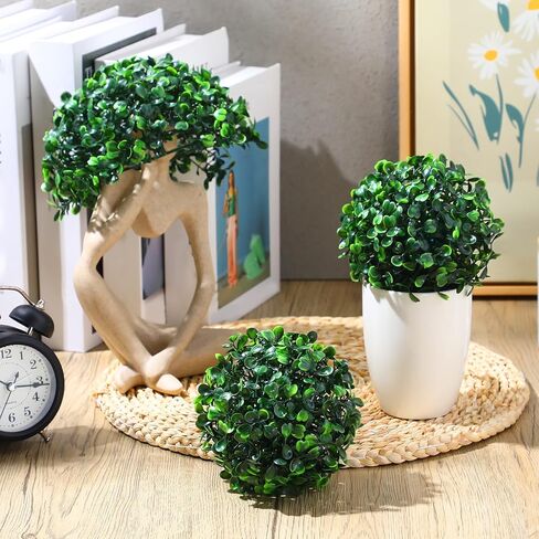 Hotop 4 Pcs 15.7 Inch Artificial Plant Topiary Ball 4 Layers Garden Spheres Boxwood Balls Artificial Topiaries Spheres Decorative Balls for Backyard, Balcony, Garden, Wedding and Indoor Outdoor Decor in Kuwait