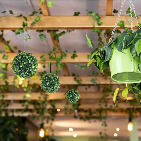Hotop 4 Pcs 15.7 Inch Artificial Plant Topiary Ball 4 Layers Garden Spheres Boxwood Balls Artificial Topiaries Spheres Decorative Balls for Backyard, Balcony, Garden, Wedding and Indoor Outdoor Decor in Kuwait