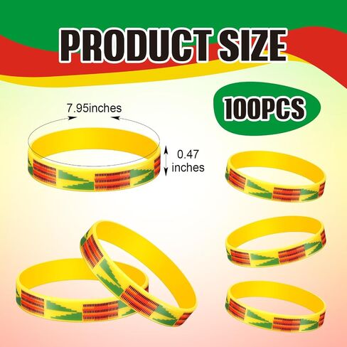 Civaner 100 Pcs African Kente Black History Month Silicone Bracelets African Kente Rubber Wristbands African American Bracelets for Black History Month, Kwanzaa, Juneteenth Party in Saudi Arabia