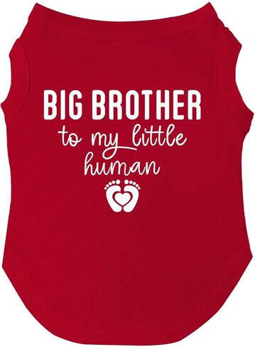 Big Brother to My Little Human Dog Tee Shirt Sizes for Puppies, Toys, and Large Breeds (Red, X-Large 167) in Kuwait