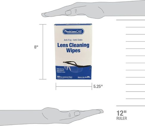PhysiciansCare Pre-moistened Lens Wipes for Eyeglasses, Safety Glasses, Goggles & Camera Lenses, 4 Pack (100 Count) in Saudi Arabia