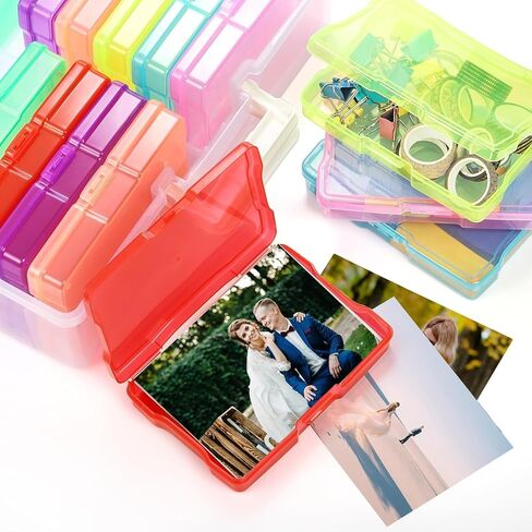 Haundry Photo Storage Box with 16 Inner 4" x 6" Photo Case, Portable Storage Organizer with Handle Craft Keeper for Picture, Stickers, Stamps, Screws, Hair Clips, Colored in Kuwait