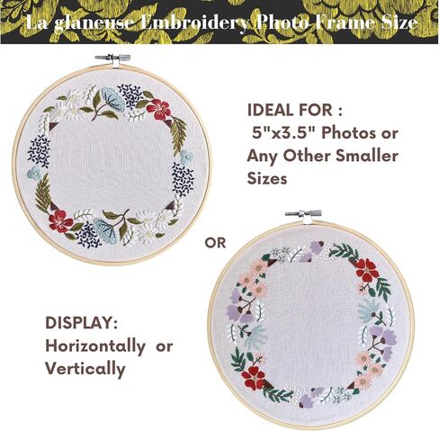 La Glaneuse 2 Pack Pack Tembroidery Kit للبالغين ، هدية إبرة DIY من نمط إطار الصور الأزهار لعشاق الحرفيين ، والمبتدئين ودية مع إرشادات الورق ومقاطع الفيديو التعليمية in Kuwait