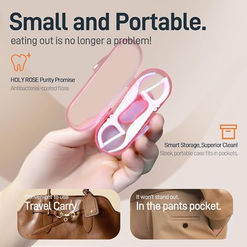 Holy Rose Dental Floss Dispenser with 100 Picks - Flossers Case with 200 Floss Sticks,Mint Flavored,Dual-Line Design,is Perfect Tool for Teeth Cleaning. in Kuwait