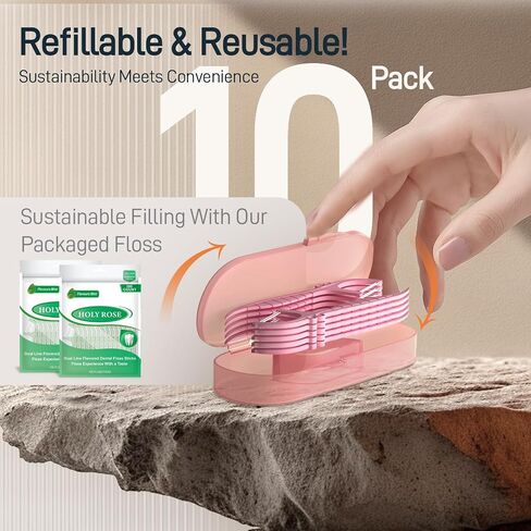 Holy Rose Dental Floss Dispenser with 100 Picks - Flossers Case with 200 Floss Sticks,Mint Flavored,Dual-Line Design,is Perfect Tool for Teeth Cleaning. in Kuwait