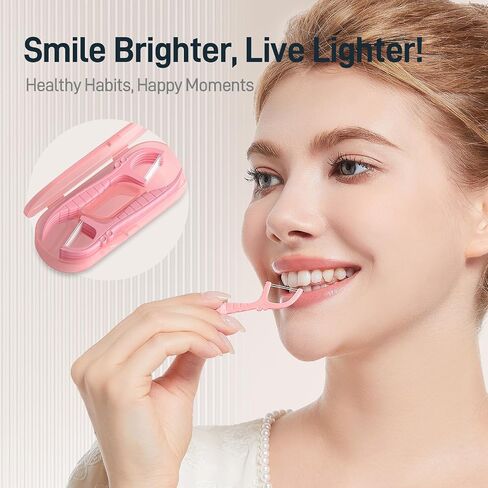 Holy Rose Dental Floss Dispenser with 100 Picks - Flossers Case with 200 Floss Sticks,Mint Flavored,Dual-Line Design,is Perfect Tool for Teeth Cleaning. in Kuwait