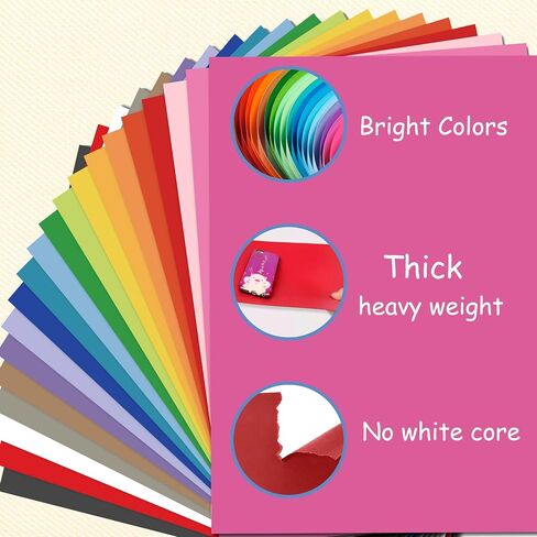 40 Sheets Cardstock, 8.5" x 11" Colored Cardstock Paper, 230g/85lb Card Stock Printer Paper for Scrapbook School Office Printing Diy Craft, 20 Assorted Colors in Saudi Arabia