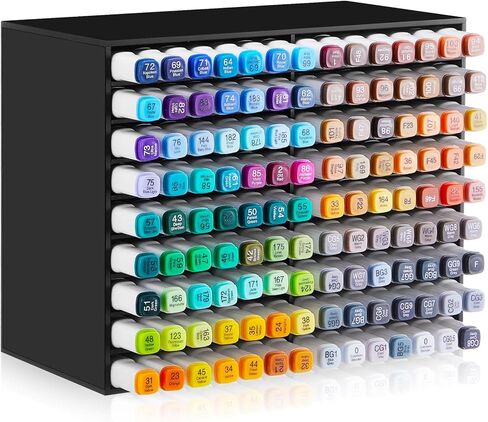 Acrylic Marker Organizer for 176 Marker, Large Art Pencil Holder Storage Rack for Desk, Pens Art Brushes Display Stand with 22 Compartments for Desktop, Office (Clear, 176 Capacity) in Saudi Arabia