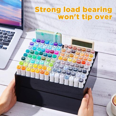 Acrylic Marker Organizer for 176 Marker, Large Art Pencil Holder Storage Rack for Desk, Pens Art Brushes Display Stand with 22 Compartments for Desktop, Office (Clear, 176 Capacity) in Saudi Arabia