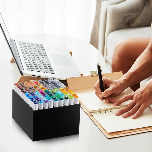 Acrylic Marker Organizer for 176 Marker, Large Art Pencil Holder Storage Rack for Desk, Pens Art Brushes Display Stand with 22 Compartments for Desktop, Office (Clear, 176 Capacity) in Saudi Arabia