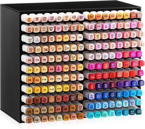 Acrylic Marker Organizer for 176 Marker, Large Art Pencil Holder Storage Rack for Desk, Pens Art Brushes Display Stand with 22 Compartments for Desktop, Office (Clear, 176 Capacity) in Saudi Arabia