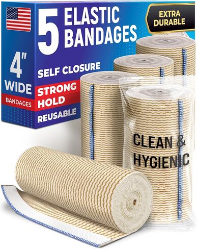 Premium Elastic Bandage Wrap - 6" (2pk) - Strong Compression - Self-Closing Reusable Bandages for Legs, Knee, Abdomen, Lymphedema - Body Wrap in Saudi Arabia
