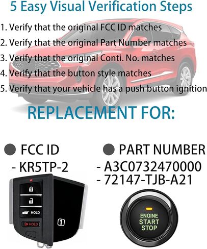 Smart Key Fob for Acura RDX 2022-2023, Alliskeys Proximity Key Fob Replacement for Acura 2022-2023 KR5TP-2 A3C0732480000 72147-TJB-A31 DRIVER2 in Kuwait