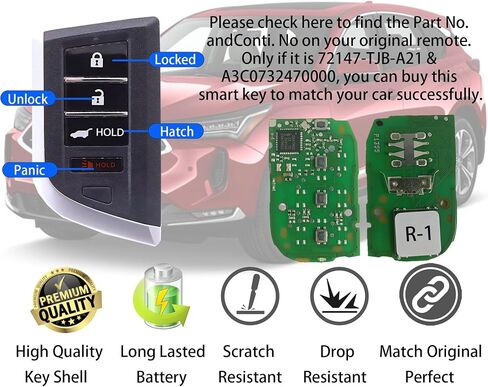 Smart Key Fob for Acura RDX 2022-2023, Alliskeys Proximity Key Fob Replacement for Acura 2022-2023 KR5TP-2 A3C0732480000 72147-TJB-A31 DRIVER2 in Kuwait