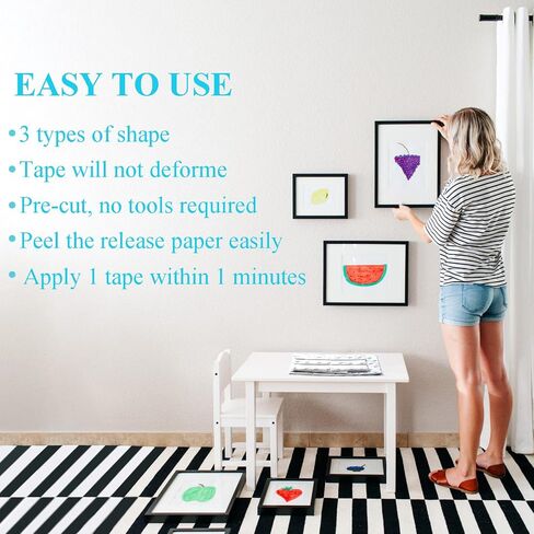 AIHPULUY Double Sided Mounting Tape,100 PCS Pre-Cut Foam Tape,Include Squares Strips Dots,Strong Sticky Pad,Adhesive Tape Heavy Duty for Wall Hanging Stick Photos Acoustic Panel Poster(Black) in Saudi Arabia