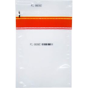 حقائب أمان 100pk ، 6 "x9" ، إغلاق شفاف ، مقاوم للعبث مع الأرقام المسلسل والباركود