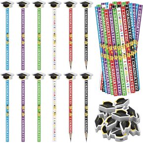 Tenceur 36 PCS قلم رصاص التخرج مع خريج GRADROARBOARD ERASERS Star Happy Face I TRAGED PENCIM