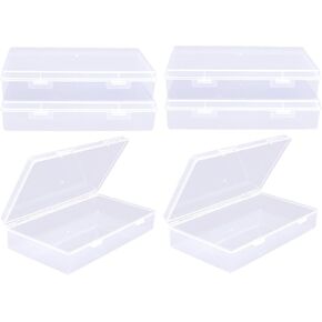 Pencil Box, 6 Pack Craft Boxes Small Storage Containers Plastic Boxes With Lid, Clear File Small Plastic Containers For Board Game, Craft, Document, Magazine, 7.6 X 4.1 X 1.57 In