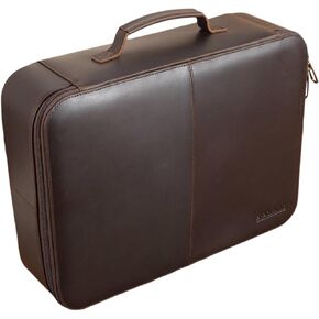 Polare Full Grain Leather Document Organizer Bag Storage Cabinet Box Portable Home Business Safe Folder with Lockable YKK Zipper