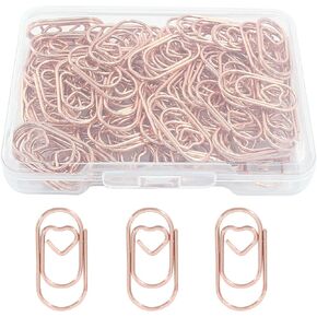 Hitefu 100 PCS مقاطع مصغرة على شكل قلب ، مقاطع ورقية لطيفة 2 سم ، مقاطع ورقية صغيرة للديكور ، المنظمة ، الوثيقة ، المكتب (Rose Gold)