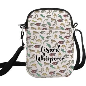 G2TUP Gecko Reptile Lover Gift Lizard Whisperer Crossbody Bag Leopard Gecko Lover Travel Bag Lizard Owner Gift