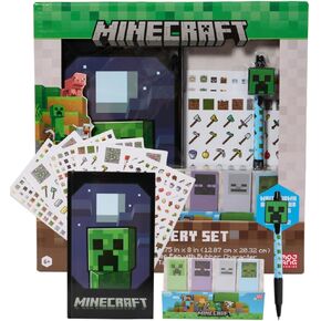 تصميمات مبتكرة Minecraft Stationery مجموعة للأطفال ، Minecraft Journal ، ملصقات ، قلم حبر ، علامات تبويب لزجة ، 60 صفحة مبطنة