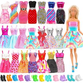 Barwa 20 PCS Doll Doll Clothing and Accessories بما في ذلك 10 حفلات الأزياء الحزبية بدون تنورات صغيرة مع 10 ملحقات أحذية لـ 11.5 بوصة فتاة دمية