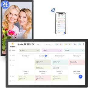 24 "التقويم الرقمي الذكي لوجود العائلة-التقويمات الإلكترونية للمخطط الوارد ، وشاشة شاشة تعمل باللمس التفاعلية لجداول العائلة ، ومزامنة تلقائية Google Icloud Outlook ، و Gall Mountable for Mom