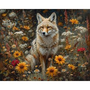 طلاء OKSGYTA بالأرقام ، ظلال COYOTE CRESSINT MOON ، الحرف الكبار الطلاء الكبار من أدوات الأرقام ، الحرف الفنية للديكور المنزلي (بدون إطار ، 16 × 20 بوصة) ، حية