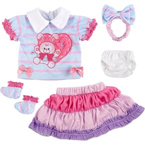 BABESIDE 5 Pcs Reborn Baby Doll Clothes for 17-22 Inch Bunny Baby Doll Clothes Outfits with Headband, Socks and Doll Diaper fit Newborn Girl