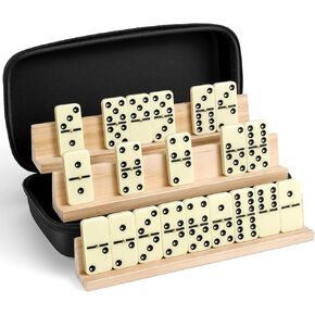 BATURU Double 6 Dominos Set for Adults with 28 Tiles, Durable Dominoes Game Set with 4 Racks and Carry Case, Fun Dominos for Kids, Family Games Night, Travel Games