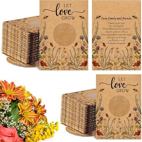Fumete 50 Pcs Let Love Grow Seed Packets Cool Wedding Favors for Guests Kraft Envelope Kraft Bag with Window Flower Resealable Seed Storage Packets for Wedding Party Favors Bridal Shower