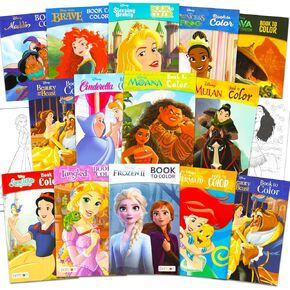 Disney Princess Mini Colling Books Backle Pack Pack -Pack - مجموعة كتاب النشاط السائبة التي تضم أميرات ديزني ، موانا ، المجمدة ، وأكثر من ذلك للفتيات